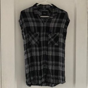 black & white plaid buttondown